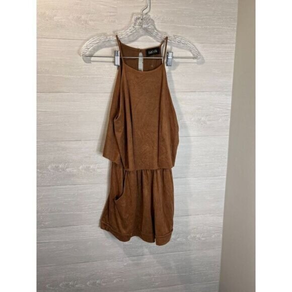 fab'rik Women's‎ Spaghetti Strap Short Jumpsuit Sleeveless Flowy Romper - Picture 3 of 7